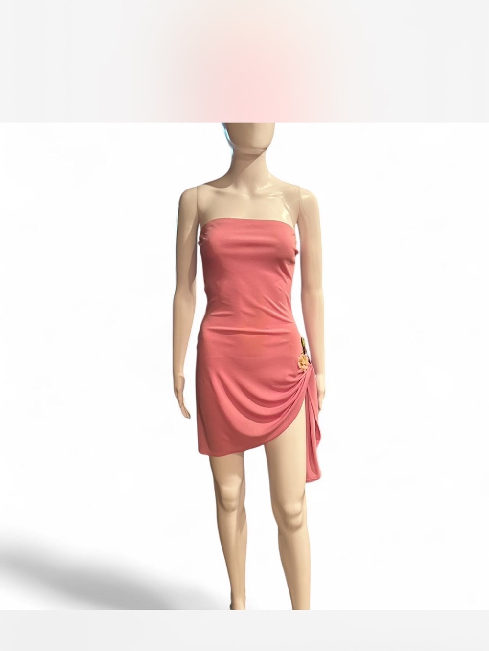 Ema Savahl Strapless Pink Side-Drape Mini Dress #partydress